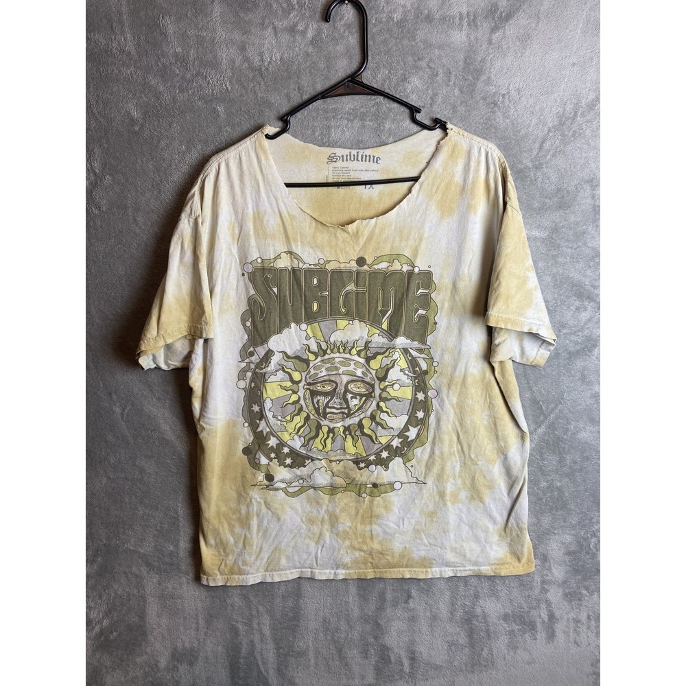 Sublime 1X Yellow Distressed Cotton Graphic Tee Shirt
